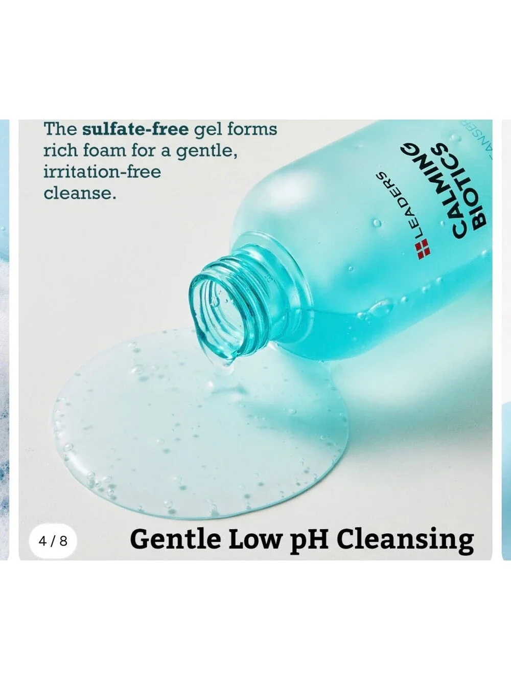 Leaders Calming Biotics Gel Cleanser 200ml Gentle Low pH Exfoliating Face Wash